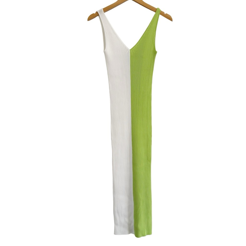 STAUD Dana Ribbed Colorblock Midi Dress NWOT Small - Picture 3 of 11